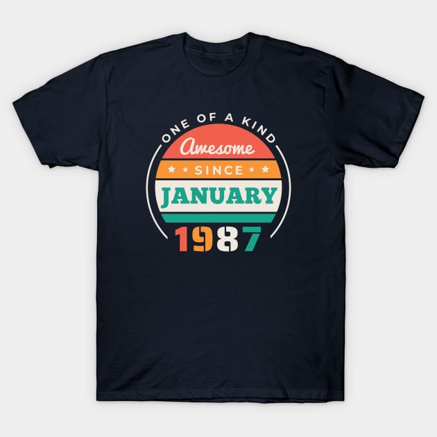 Retro Awesome Since January 1987 Birthday Vintage Bday 1987 T-Shirt by Now Boarding